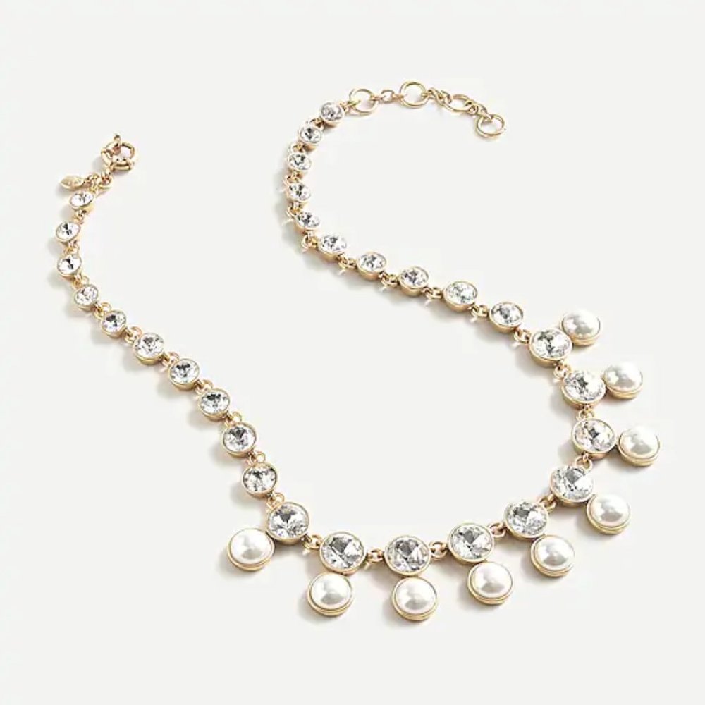 NWT‎ J. Crew Pearl and Crystal Snowfall Necklace